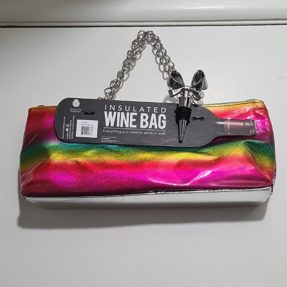 Colorful Insulated Wine Bag with Chain Handle